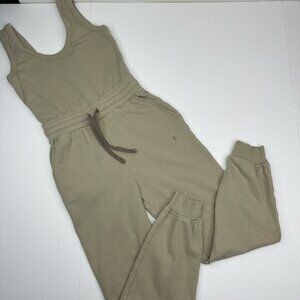 Everlane Womens Organic Cotton Track Jumpsuit Khaki‎ Tan XXS Sleeveless Jogger